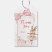 Pink Floral Coquette Bow bunny  Cadeaulabel (Voorkant)