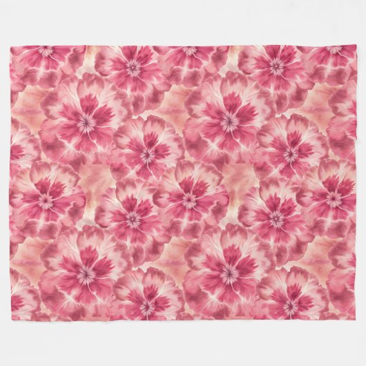 Pink Floral Coquette Fleece Deken (Voorkant (Horizontaal))