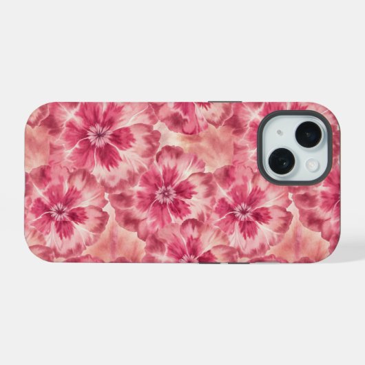 Pink Floral Coquette iPhone 15 Case (Achterkant horizontaal)