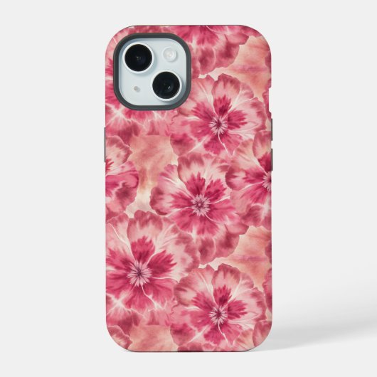 Pink Floral Coquette iPhone 15 Case (Achterkant)