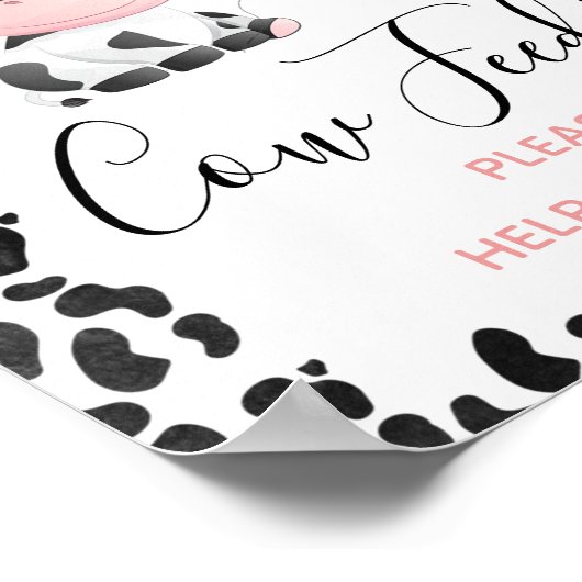 Pink Floral Cow Print Birthday Party Sign (Hoek)