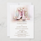 Pink Floral Cowgirl Boots Wedding  Kaart (Voorkant)