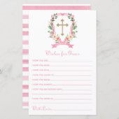 Pink Floral Crest Baptism Wishes for Baby (Voorkant / Achterkant)