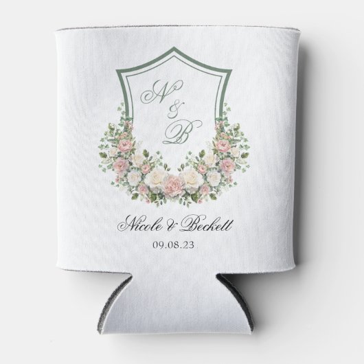 Pink Floral Crest Blikjeskoeler (Voorkant)