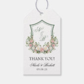 Pink Floral Crest Cadeaulabel (Voorkant)