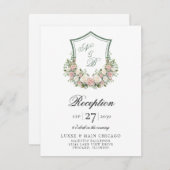 Pink Floral Crest Informatiekaartje (Voorkant / Achterkant)