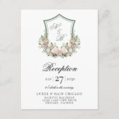 Pink Floral Crest Informatiekaartje (Voorkant)