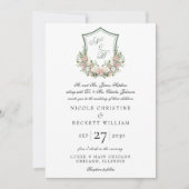 Pink Floral Crest Kaart (Voorkant)