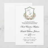 Pink Floral Crest Kaart (Voorkant / Achterkant)