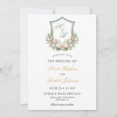 Pink Floral Crest Kaart (Voorkant)