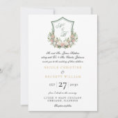 Pink Floral Crest Kaart (Voorkant)