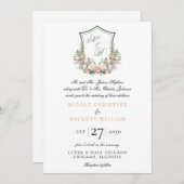 Pink Floral Crest Kaart (Voorkant / Achterkant)