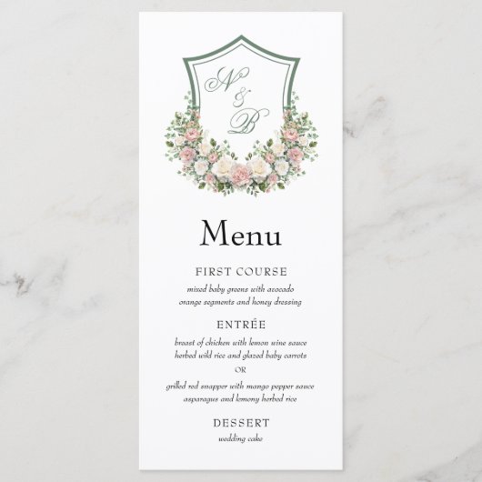 Pink Floral Crest Menu (Voorkant)