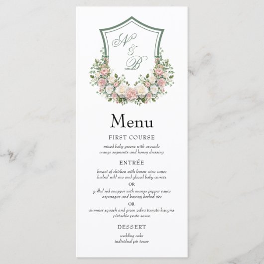 Pink Floral Crest Menu (Voorkant)