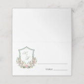 Pink Floral Crest Plaatskaartje (Buitenkant ongevouwen)