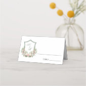 Pink Floral Crest Plaatskaartje (Voorkant)