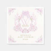Pink Floral Crest Preppy Girl Baby shower Servet (Voorkant)