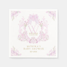 Pink Floral Crest Preppy Girl Baby shower