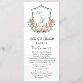 Pink Floral Crest Programmakaart