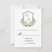 Pink Floral Crest RSVP Kaartje (Voorkant)