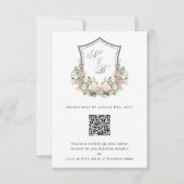 Pink Floral Crest RSVP Kaartje (Voorkant)