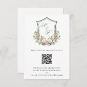 Pink Floral Crest RSVP Kaartje (Voorkant / Achterkant)