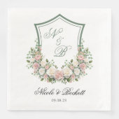 Pink Floral Crest Servet (Voorkant)