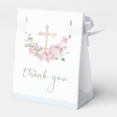 Pink Floral Cross Angel Baptism Favor Boxes Bedankdoosjes (Achterkant)