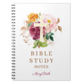 Pink Floral Cross Personalized Bible Study Notitieboek (Voorkant)