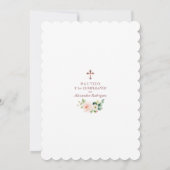 Pink Floral Cross Spain 1st Birthday Baptisme Kaart (Achterkant)
