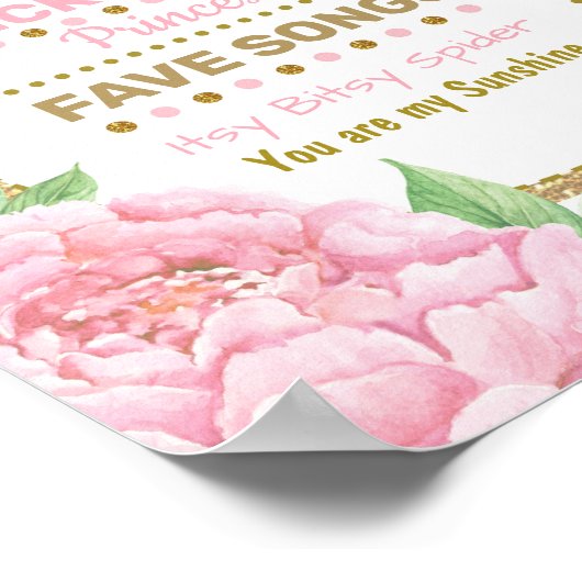 Pink Floral Crown Princess 1st Birthday Milestone Poster (Hoek)