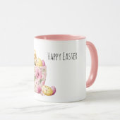 Pink Floral Cup of Easter Eggs Baby Chick Mok (Voorkant rechts)