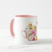 Pink Floral Cup of Easter Eggs Baby Chick Mok (Voorkant links)