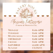 Pink Floral Cupcake Bakery Pastry Shop Store Hours Raamsticker (Vel 2)