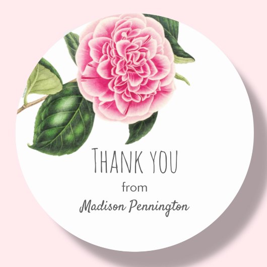 Pink Floral | Dank u Classic Ronde Sticker