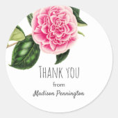 Pink Floral | Dank u Classic Ronde Sticker (Voorkant)