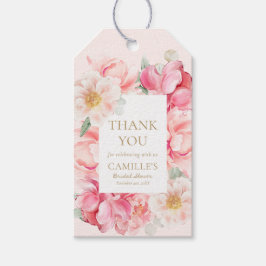 Pink Floral Dank u Vrijgezellenfeest Cadeaulabel