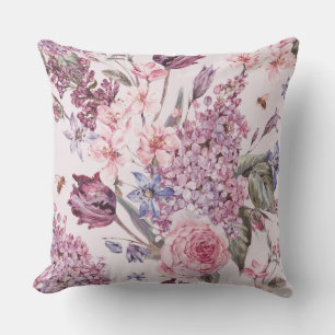 Pink Floral Decorative Pillow Kussen