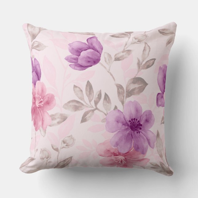 Pink Floral Decorative Pillow Kussen (Voorkant)