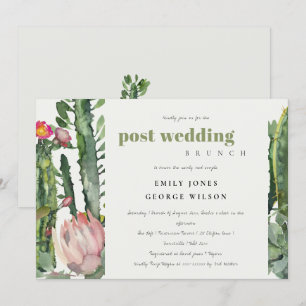 PINK FLORAL DESERT CACTI FAUNA POST WEDDING BRUCH KAART