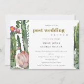 PINK FLORAL DESERT CACTI FAUNA POST WEDDING BRUCH KAART (Voorkant)