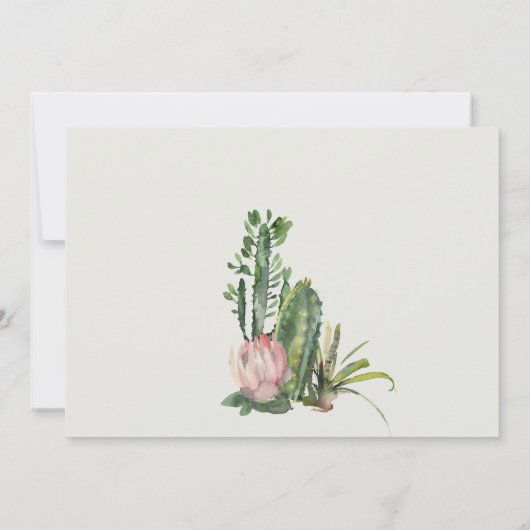 PINK FLORAL DESERT CACTI FAUNA POST WEDDING BRUCH KAART (Achterkant)