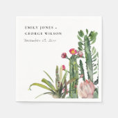 PINK FLORAL DESERT CACTI FAUNA WATERVERF WEDING SERVET (Voorkant)