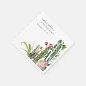 PINK FLORAL DESERT CACTI FAUNA WATERVERF WEDING SERVET (Hoek)