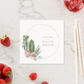 PINK FLORAL DESERT CACTI FAUNA WATERVERF WEDING SERVET (Insitu)