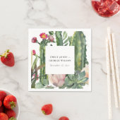 PINK FLORAL DESERT CACTI FAUNA WATERVERF WEDING SERVET (Insitu)