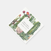 PINK FLORAL DESERT CACTI FAUNA WATERVERF WEDING SERVET (Hoek)