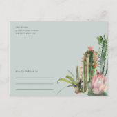 PINK FLORAL DESERT CACTI FOLIAGE BEWAREN DE DATUM AANKONDIGINGSKAART (Achterkant)