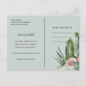 PINK FLORAL DESERT CACTI FOLIAGE BEWAREN DE DATUM AANKONDIGINGSKAART (Achterkant)