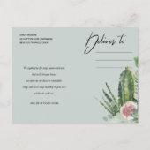 PINK FLORAL DESERT CACTI FOLIAGE POSTPONE DATE AANKONDIGINGSKAART (Achterkant)
